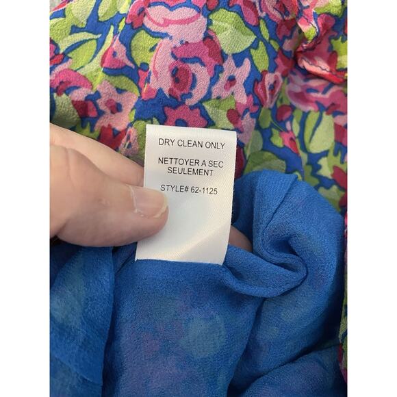 Nanette Lepore Silk Blouse Womens Size 8 Floral Dainty Ruffle Peasant Romantic - Picture 8 of 11